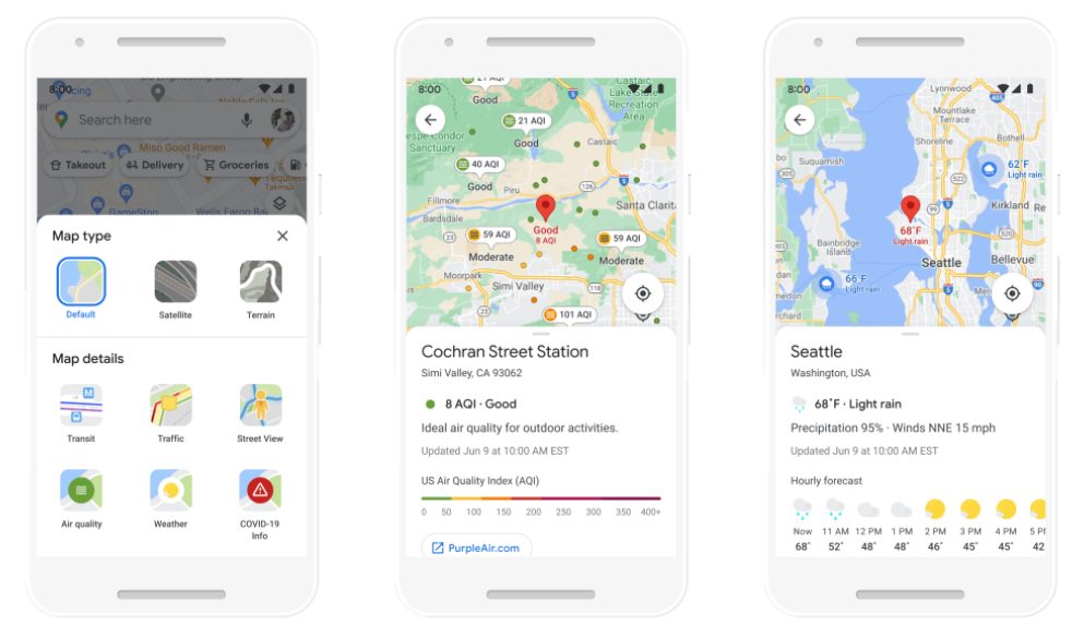 Google Maps air quality information