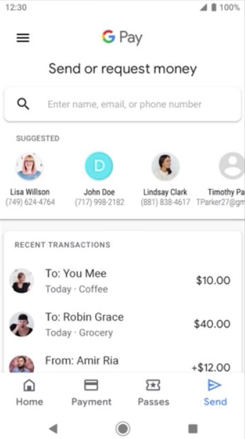 Google Pay finding contact
