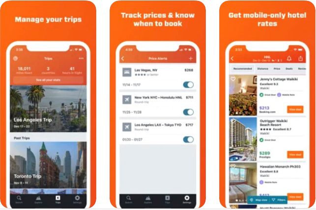 Kayak travel app.
