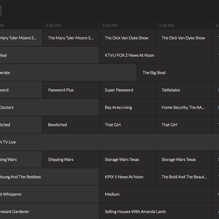 Locast's channel guide screen.
