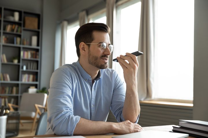 man speaking into phone
