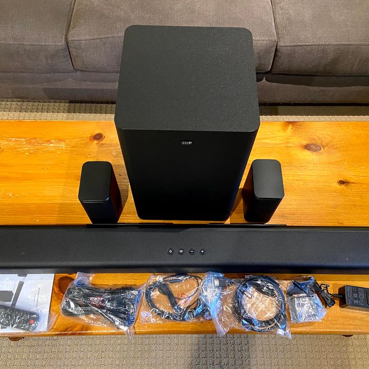 Monoprice SB-600 Dolby Atmos soundbar all parts