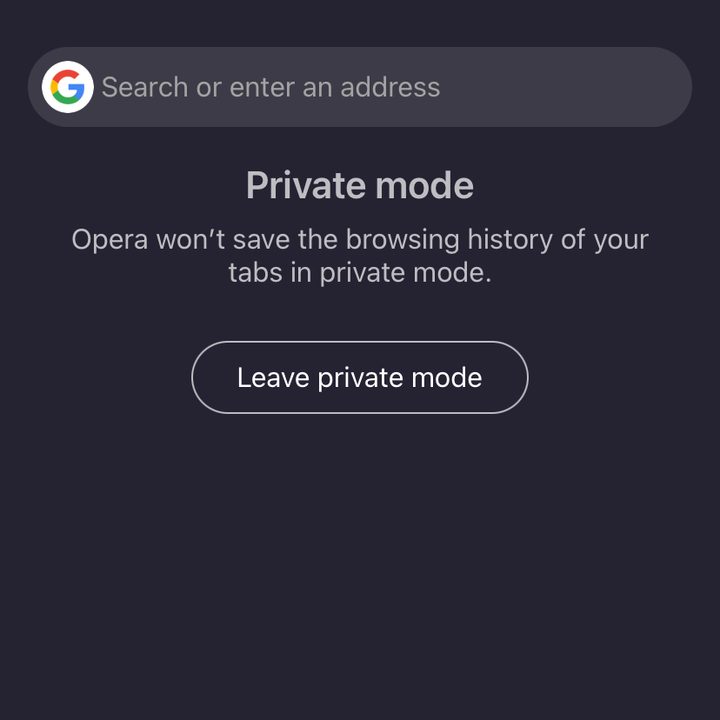 Opera iOS new private tab