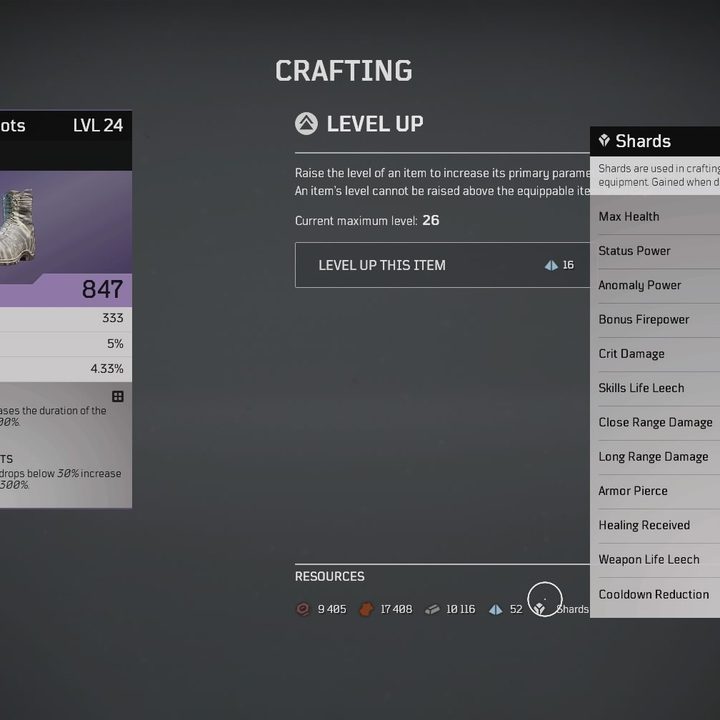 Outriders Crafting Guide - Shards