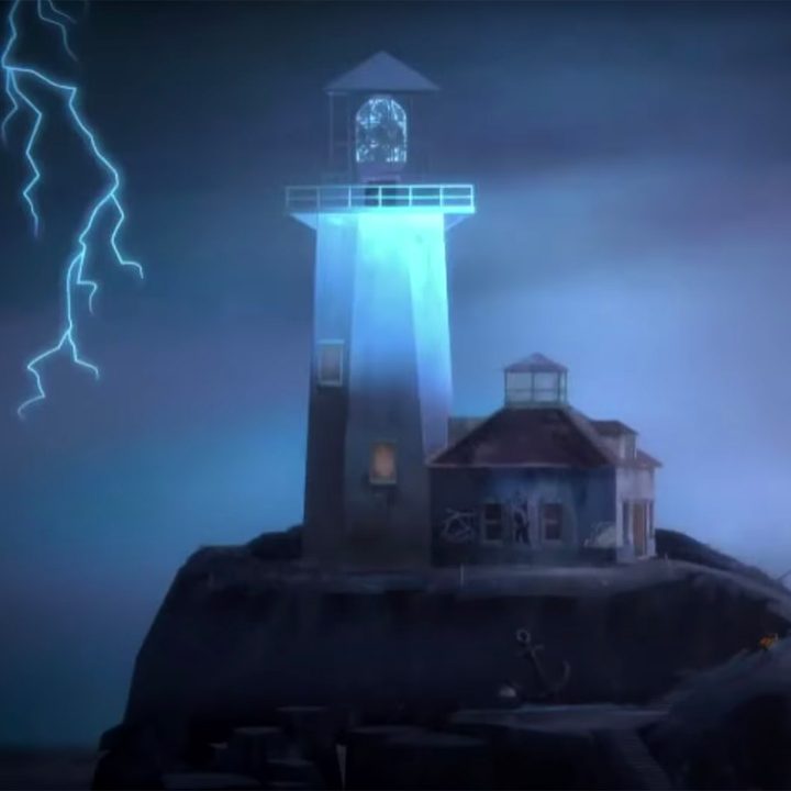 A lighthouse sits on a cliff in Oxenfree 2: Lost Signals.