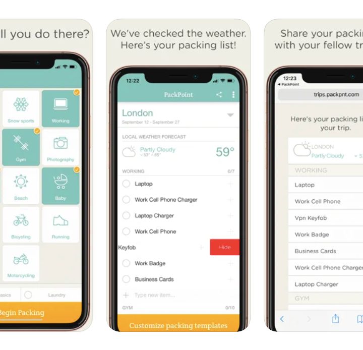 PackPoint travel app for iOS.