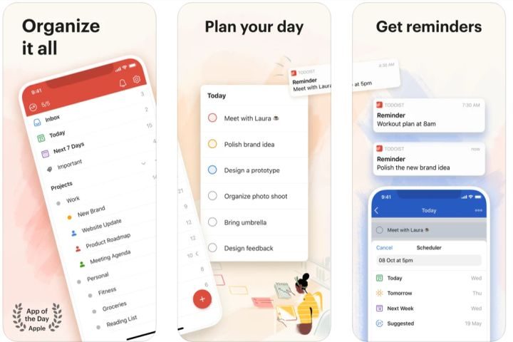 Todoist notetaking and organizing app.