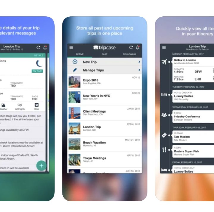 TripCase travel app for mobile devices.