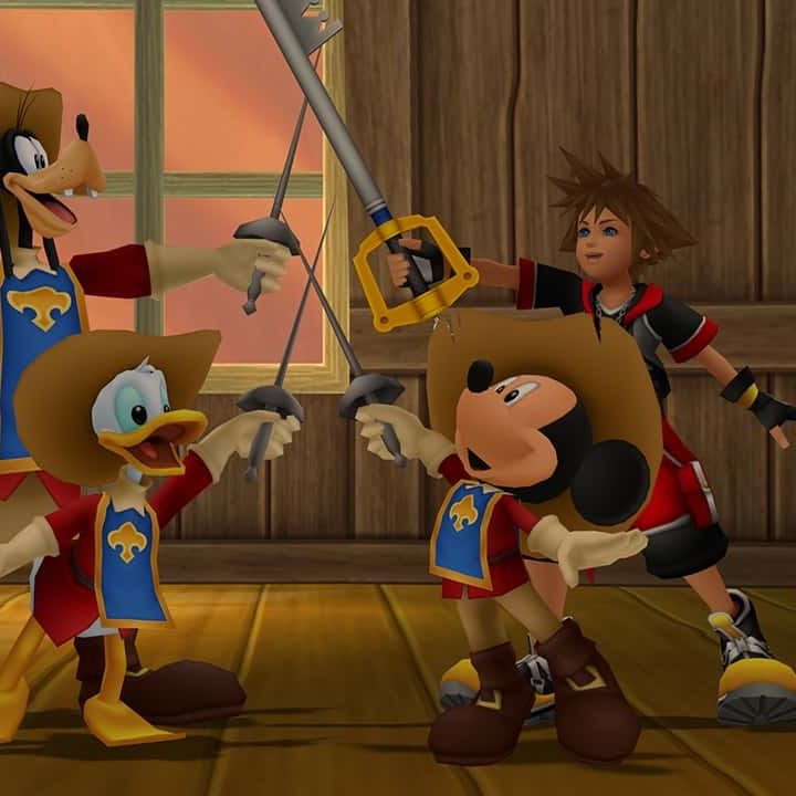 Sora, Mickey, Goofy, and more in Kingdom Hearts 2.