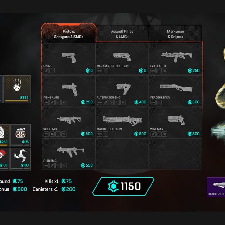 Apex Legends Arena Mode Buy Menu