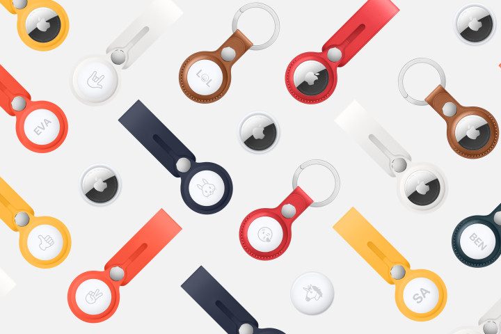 Apple Airtag in different polyurethane and leather key rings and loops