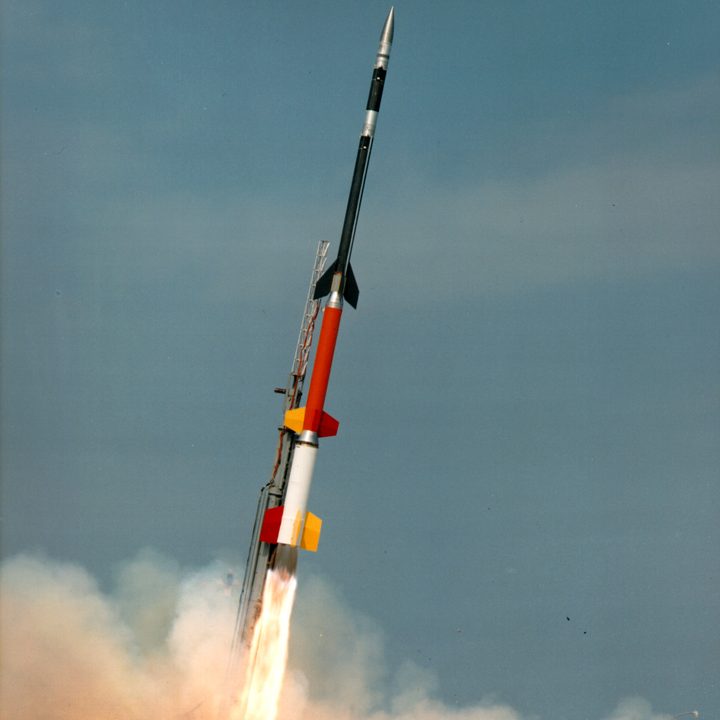 A four-stage Black Brant XII sounding rocket.