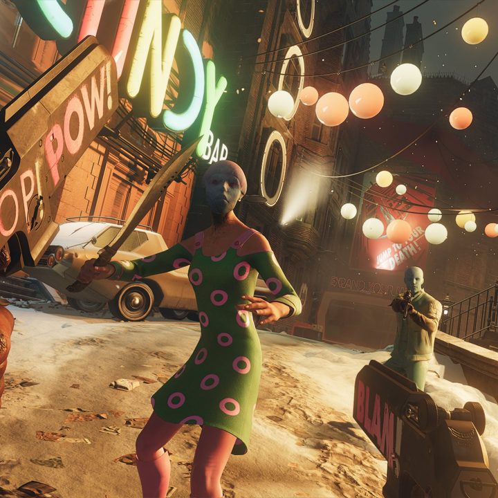 Shooting gameplay in Deathloop.
