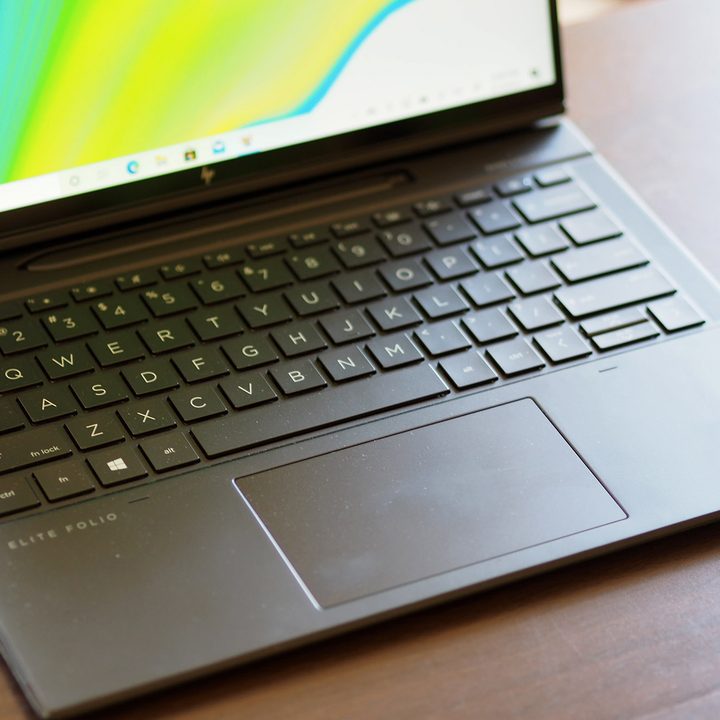 Close up of HP Elite Folio's keyboard.