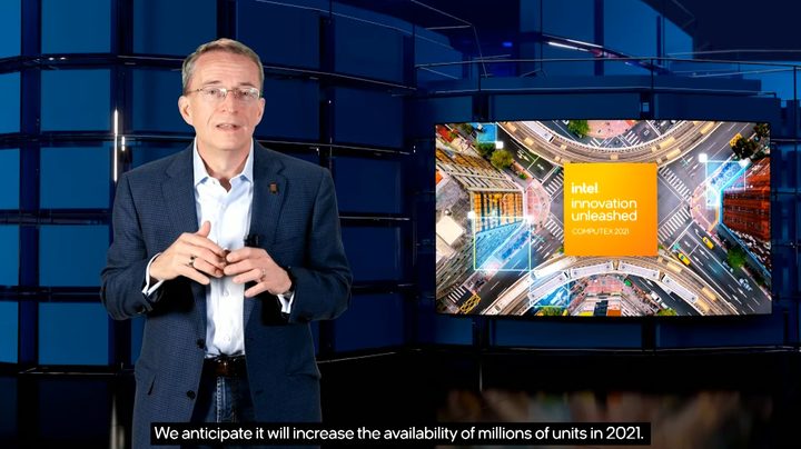 Intel CEO presenting at Computex 2021.