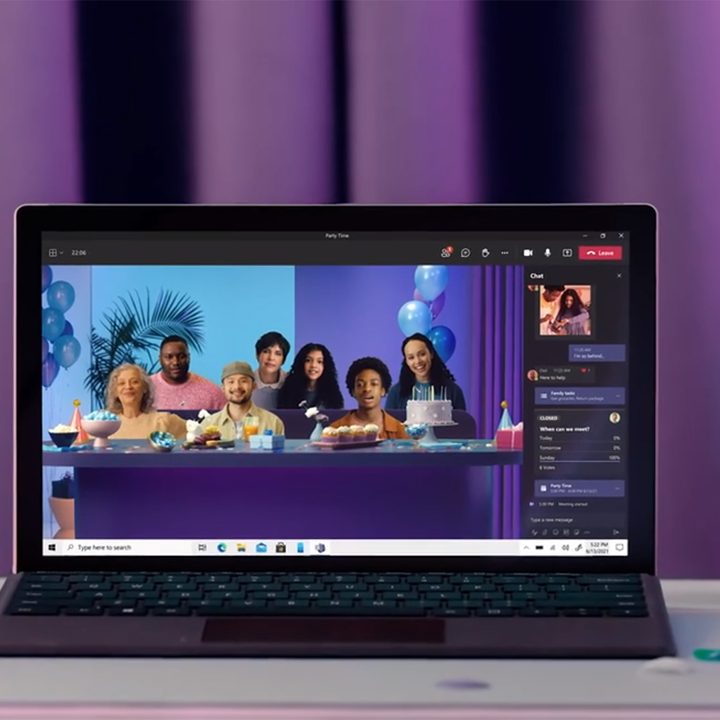 Microsoft Teams in Together mode on a laptop.