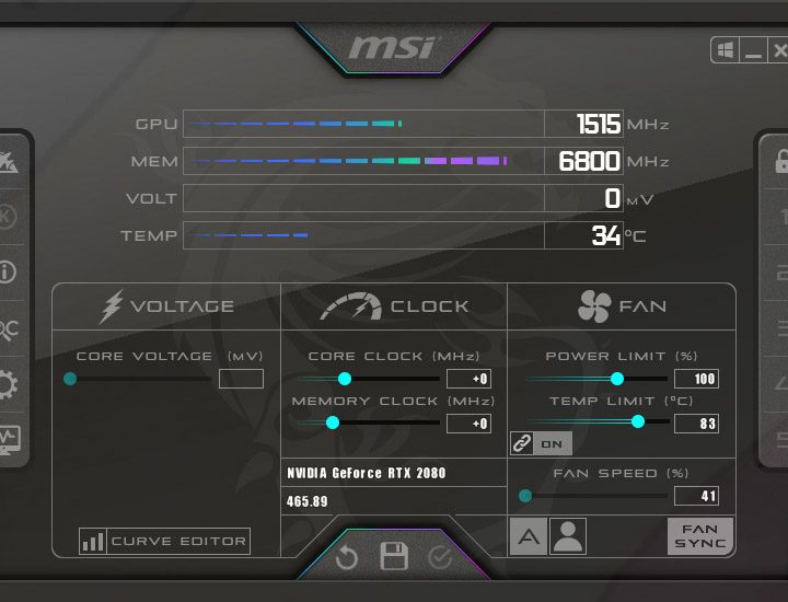 MSI Afterburner software.