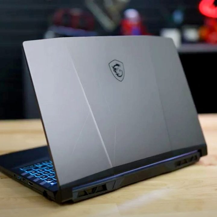 The MSI Pulse laptop as seen from the back.