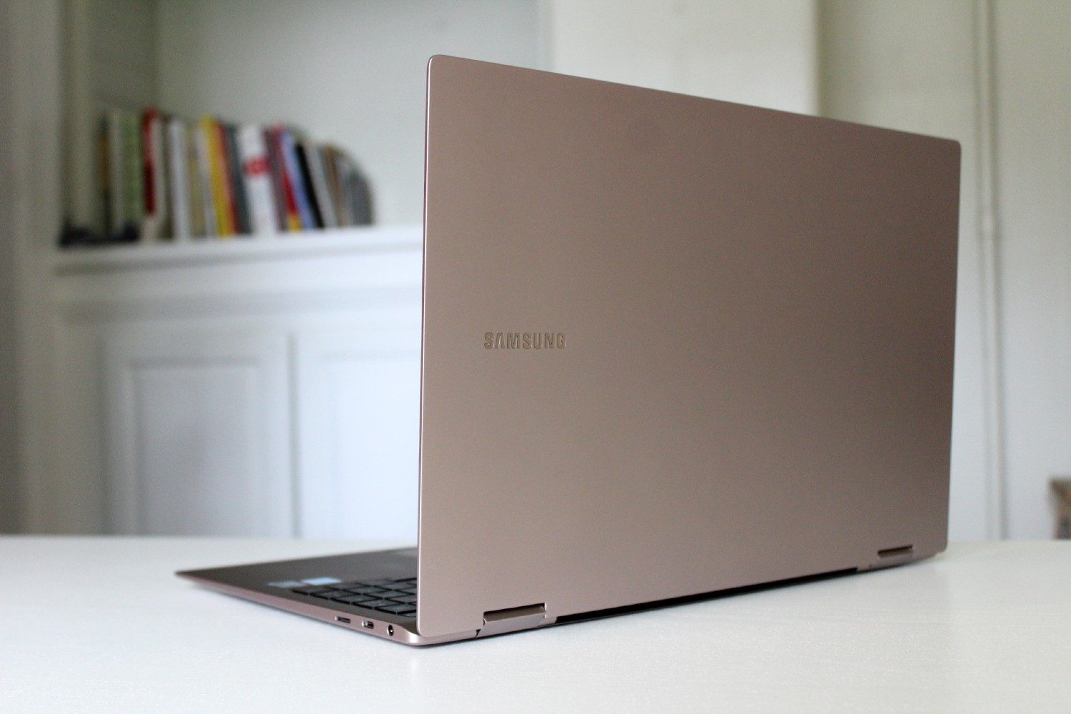 Samsung Galaxy Book Pro 360 rear view showing lid and ports.