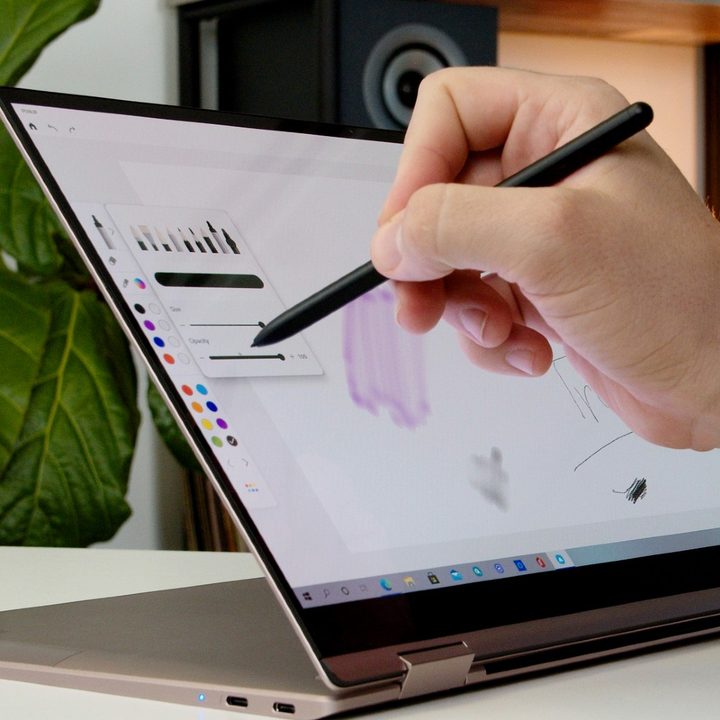 Someone drawing on the Samsung Galaxy Book.