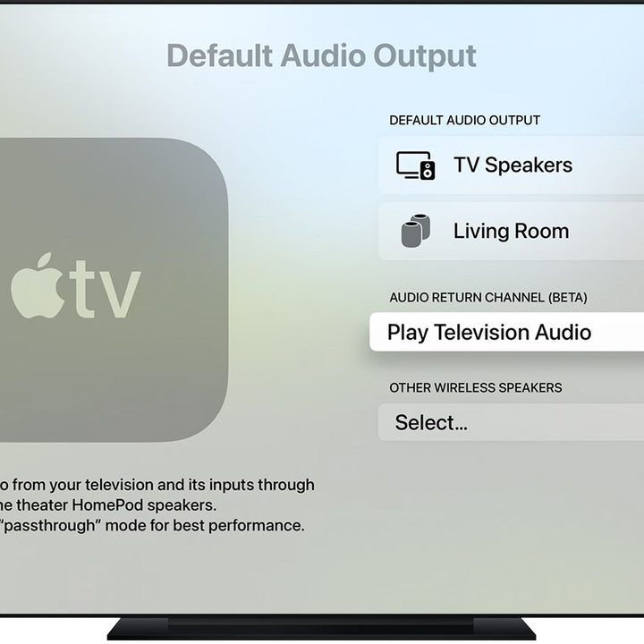 Audio settings screen on the Apple TV 4K (2021)