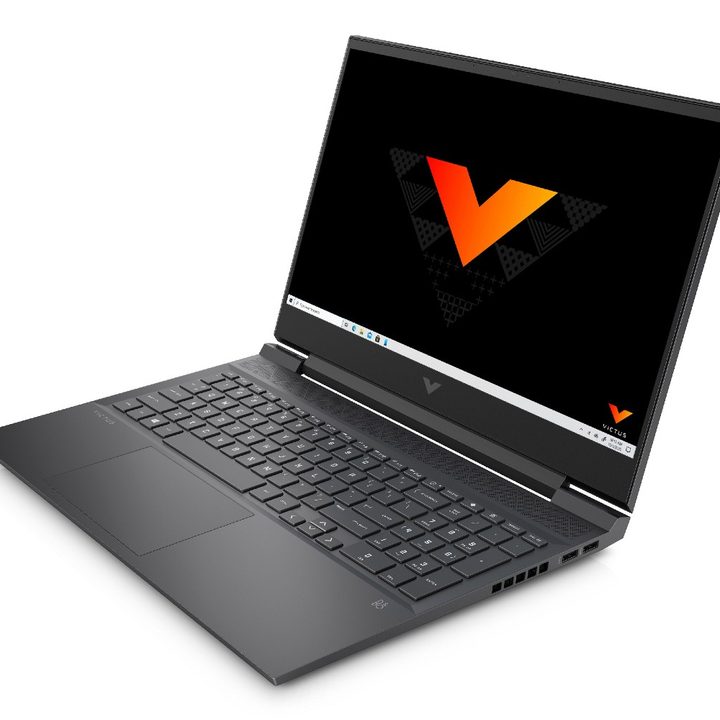The HP Victus 16 gaming laptop on a white background.