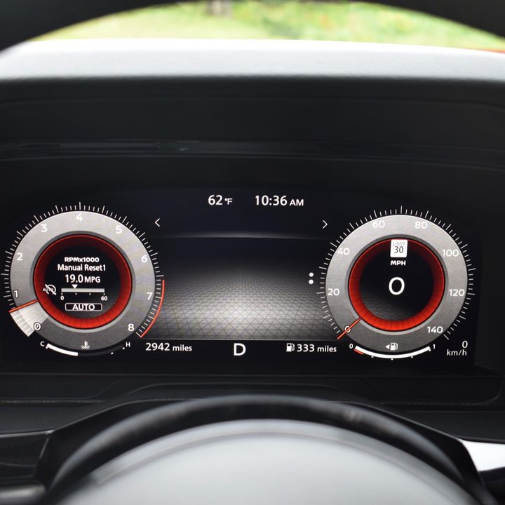The 2022 Nissan Pathfinder's digital instrument cluster.