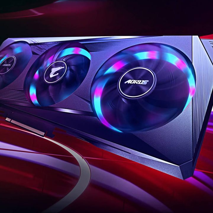 Promotional image of an AMD Radeon RX 6000-series graphics card.