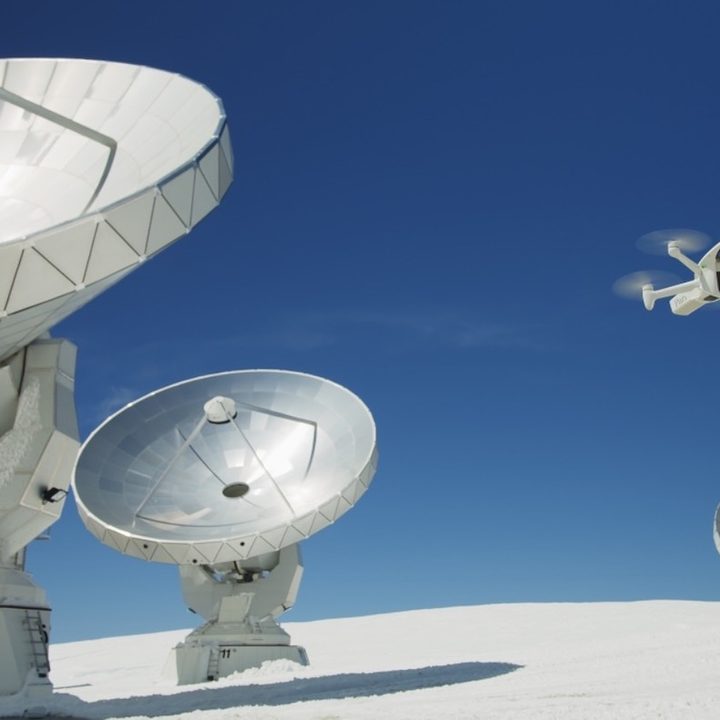 Parrot Anafi Ai drone flying by satellitesl.