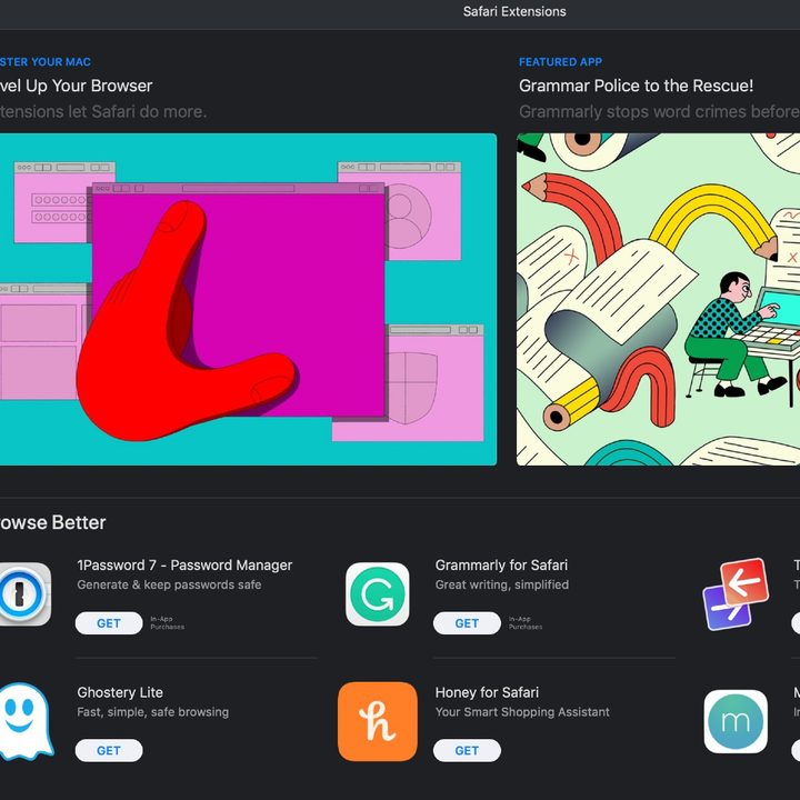 The latest extensions available for Safari.