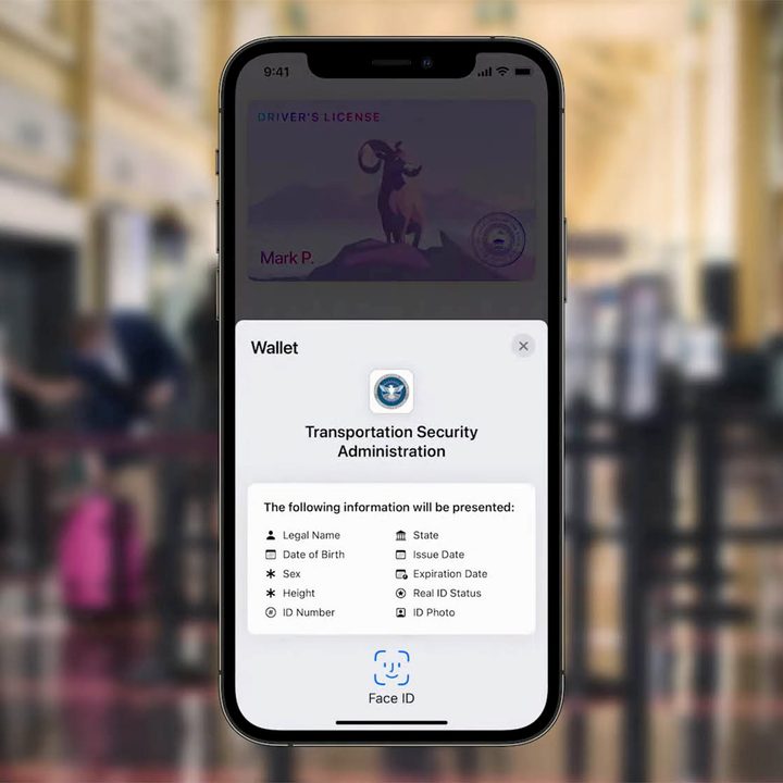 The Apple Wallet's ID display.