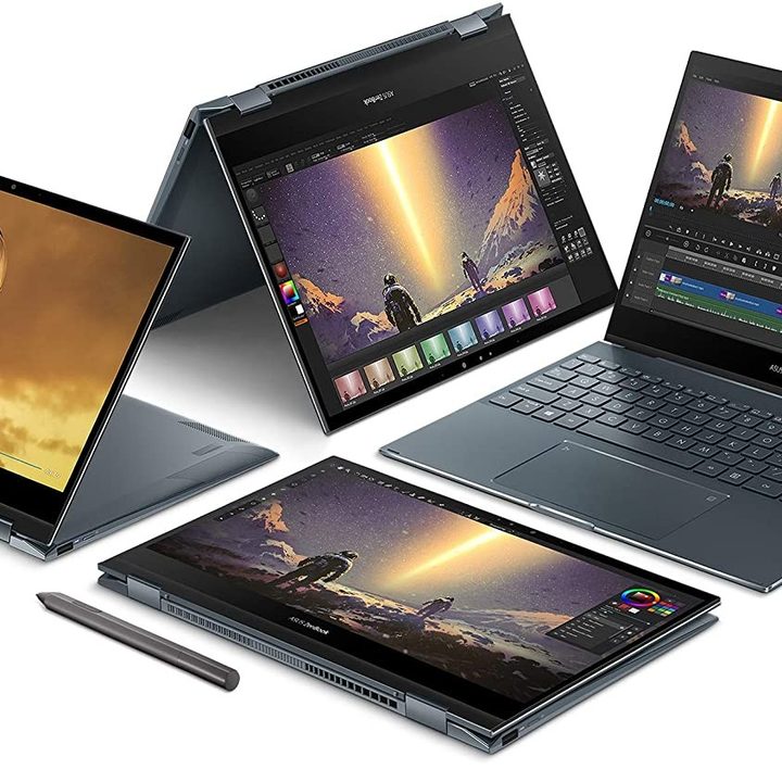 Four of the Asus ZenBook Flip 13 models in different configurations.