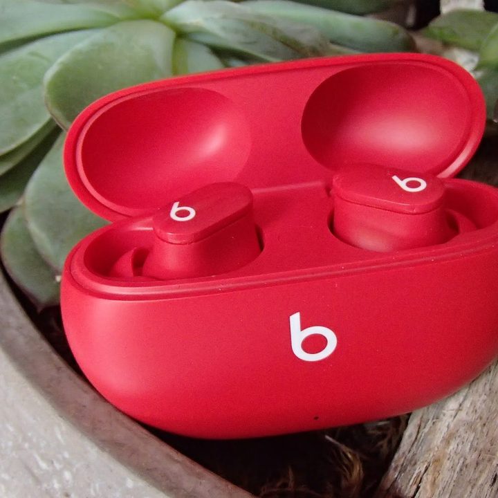Beats Studio Buds in a red case.