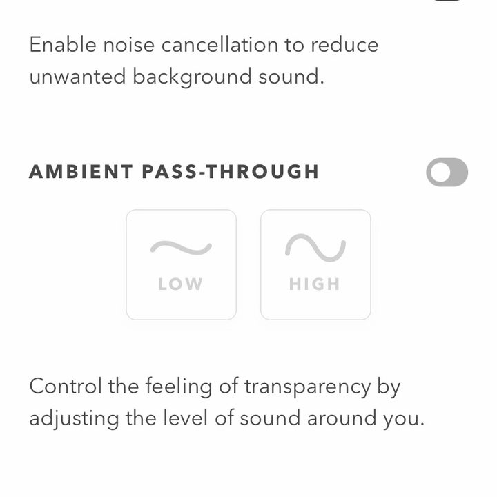 Bowers & Wilkins Headphones app showing ANC controls.