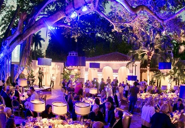 ChangM RGB color-changing floodlights at a wedding.