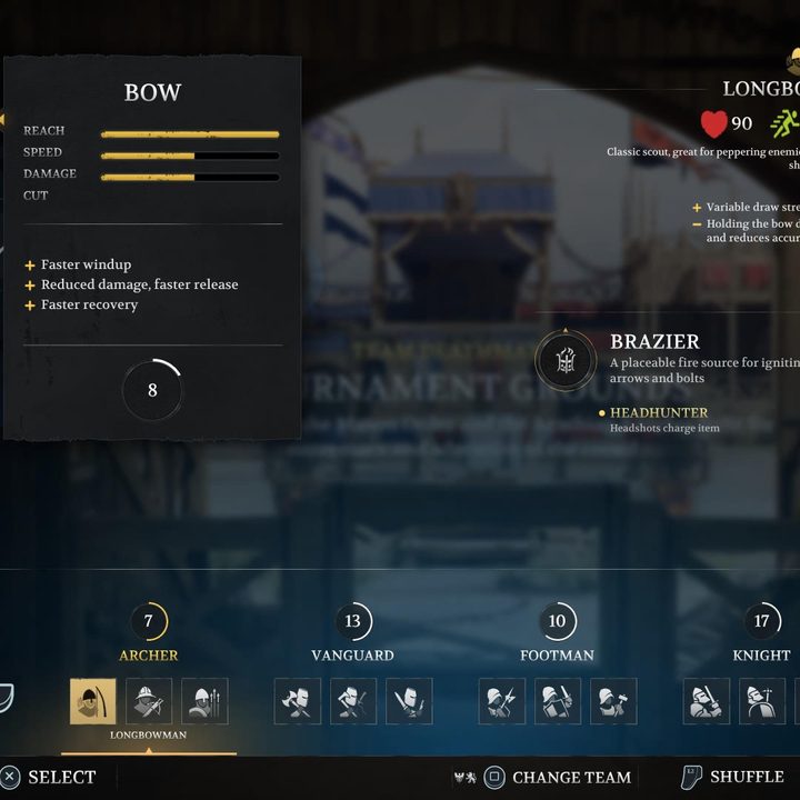 Stats for the Longbow in Chivalry 2.