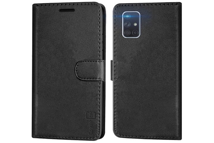CoverON Wallet Folio Case in black for the Samsung Galaxy A71 5G.