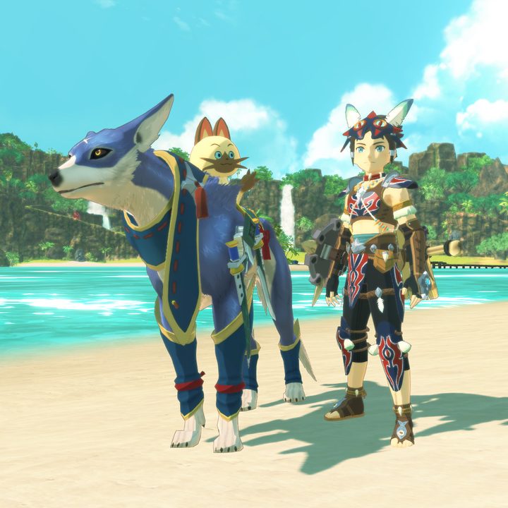A hunter and a palamute in Monster Hunter Stories 2.