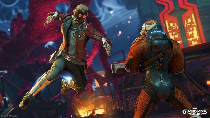 Star-Lord fights an enemy in Marvel's Guardians of the Galaxy.