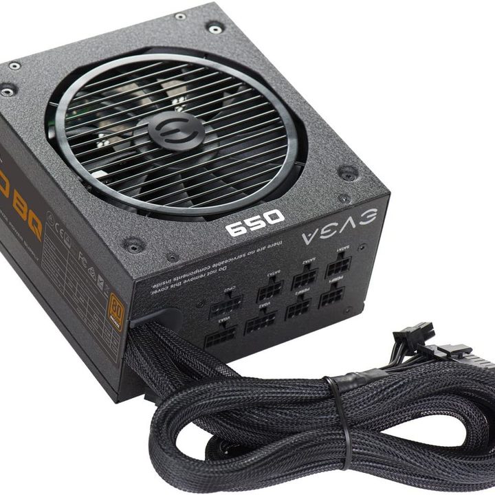 EVGA BQ 650W 80+ Bronze PC power supply.