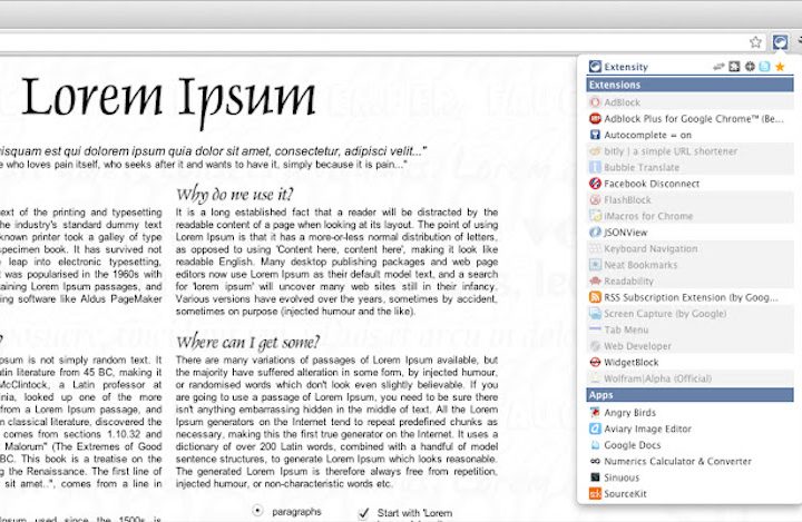 Extensity screenshot.