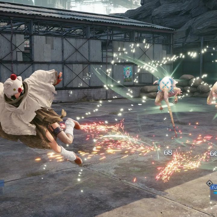 Yuffie battles an enemy in Final Fantasy VII Remake Intergrade.