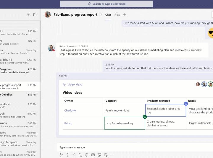 Pinning a message in Microsoft Teams.