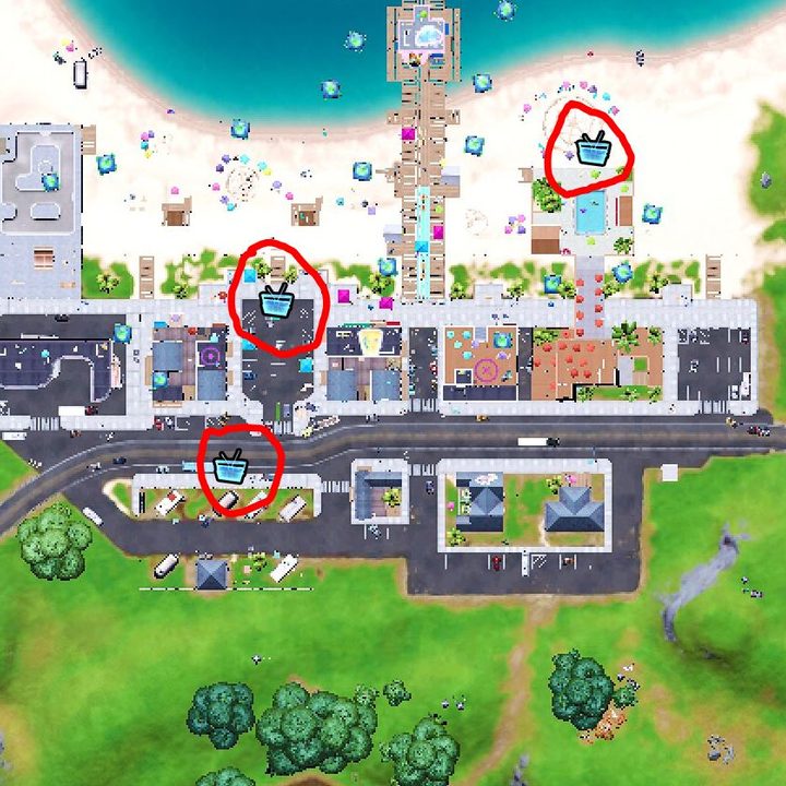 Map showing where to place boomboxes in Believer Beach.