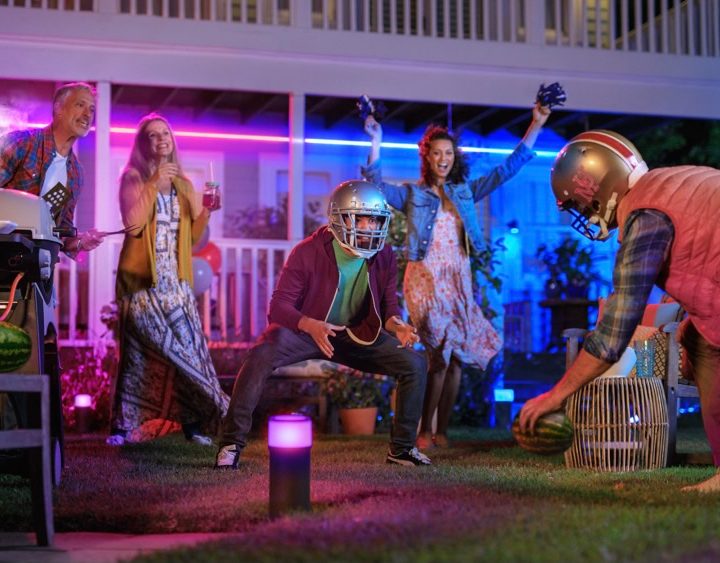 4th of July lighting by Philips Hue creates a festive atmosphere.