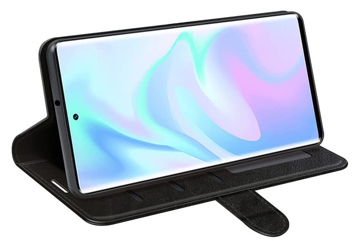 The Gift Source PU Leather Wallet Case in landscape kickstand mode