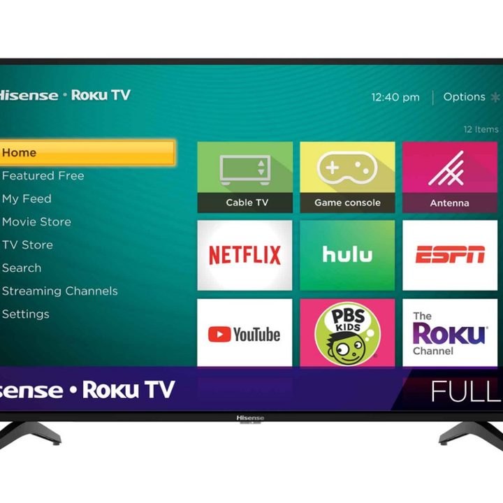 A Hisense 40-inch smart TV that is powered by the Roku platform.