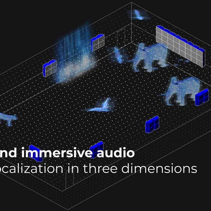 Visualization of spatial audio, with different nature sounds placed in different areas in space.