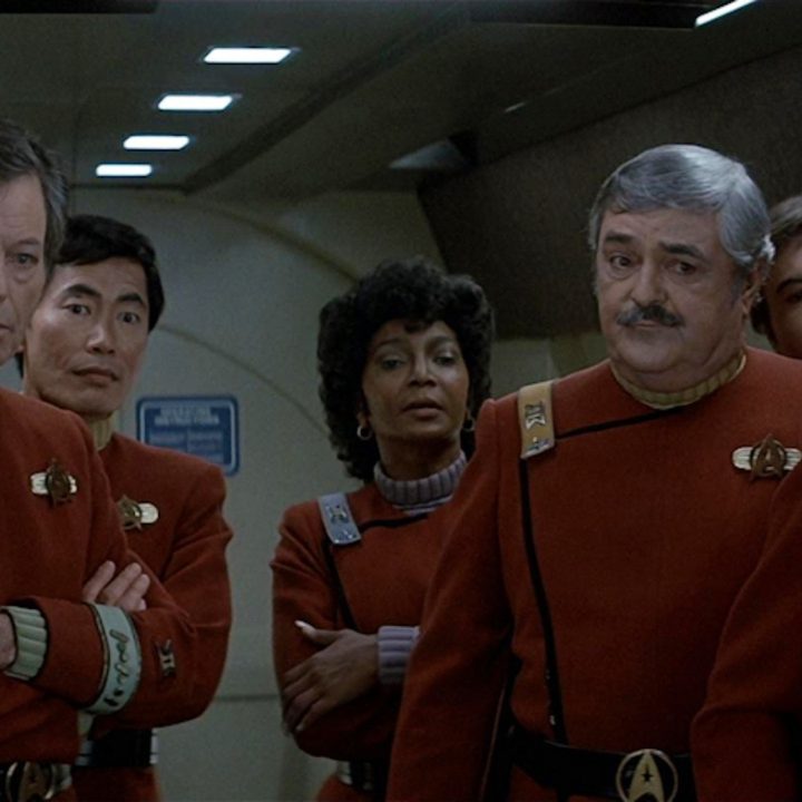 The crew of the Enterprise in Star Trek IV: The Voyage Home.