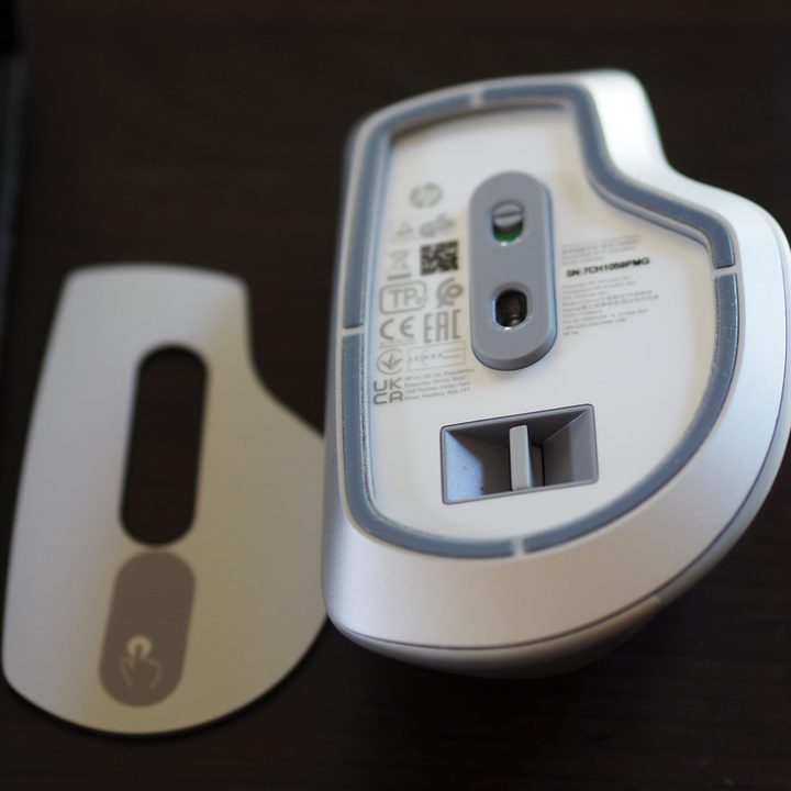 Opened view of the HP 930 Creator Wireless Mouse.